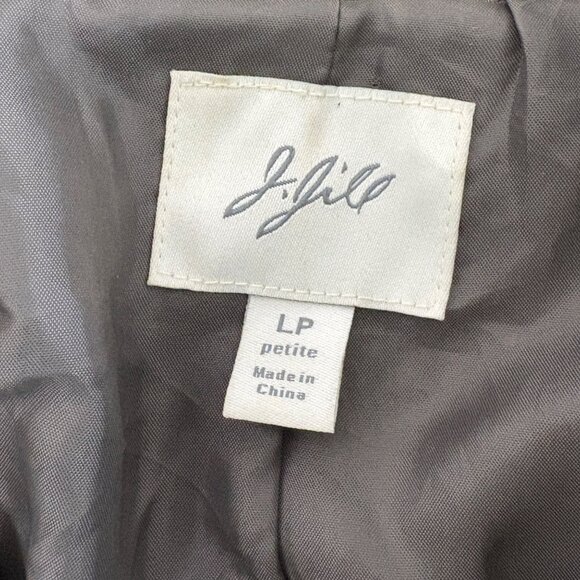 J Jill Cargo Utility Jacket Petite L LP Green Nylon Snap Safari Trench Belt Coat - Picture 5 of 11